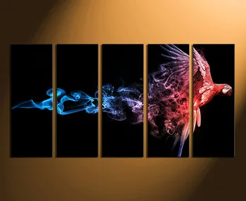 

5 Piece Multi Panel Canvas, Parrot Huge Canvas Art, Red Art Prints, Bird Large Pictures, Wildlife Canvas Wall Art