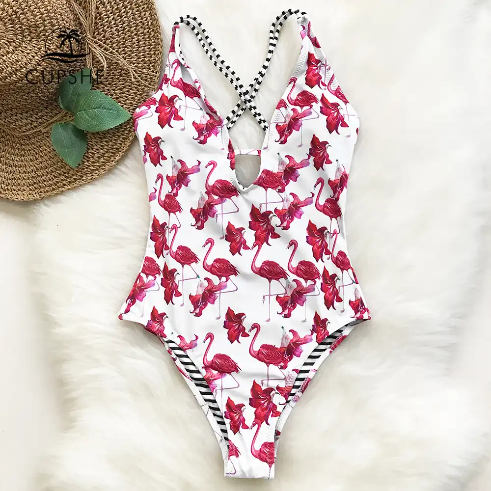cupshe flamingo bikini