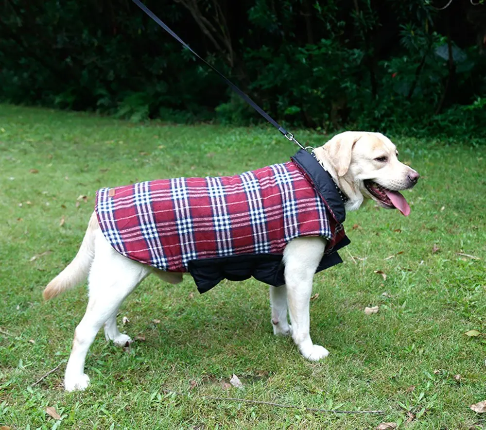 Двусторонняя клетчатая куртка для собак в британском стиле, GOPAW, водоотталкивающая стеганая зимняя одежда для домашних животных