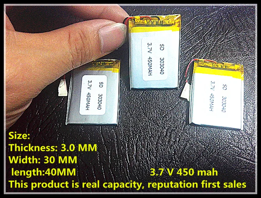 

3.7 v 450 mah polymer li-ion battery rechargeable battery 303040 MP3/4/5 bluetooth monitor walkie-talkie batteries