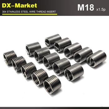 

m18*1D *1.5P , 20pcs , fine thread 304 stainless steel bolt thread inserts , thread repair recoil insert fastener
