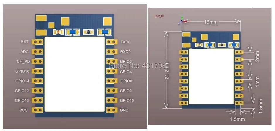 ESP8266 серийный wifi модуль ESP-07+ 3DBI антенна усиления