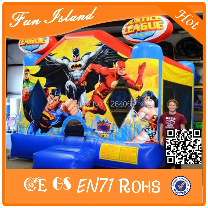 

Inflatable Jumper Justice League Theme, Commercial Combo Bouncer , New Bouncer Castle