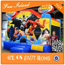 Inflatable Jumper Justice League Theme, Commercial Combo Bouncer , New Bouncer Castle