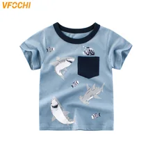 VFOCHI 2019 New Boys T Shirt Cute Shark Print Tee Kids T Shirt 2-10Y Teenager Boy Tops with Pocket Short Sleeve Boy T Shirts цена VFOCHI 2019 New Boys T Shirt Cute Shark Print Tee Kids T Shirt 2-10Y Teenager Boy Tops with Pocket Short Sleeve Boy T Shirts цены онлайн