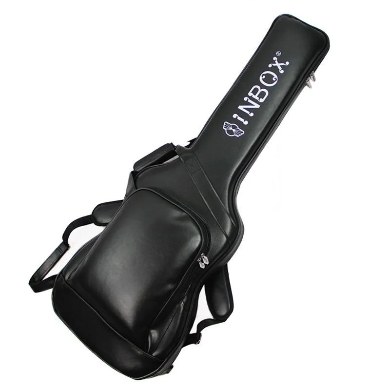 Super luxury electric guitar bag case,thicken black leather guitar bag