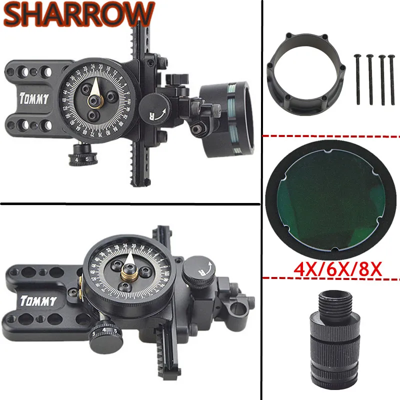 

Compound Bow Single Sight + Sight Lens + Bow Sight Adapter + Sight Light Right Hand Micro Adjustable Pointer Archery Accessories