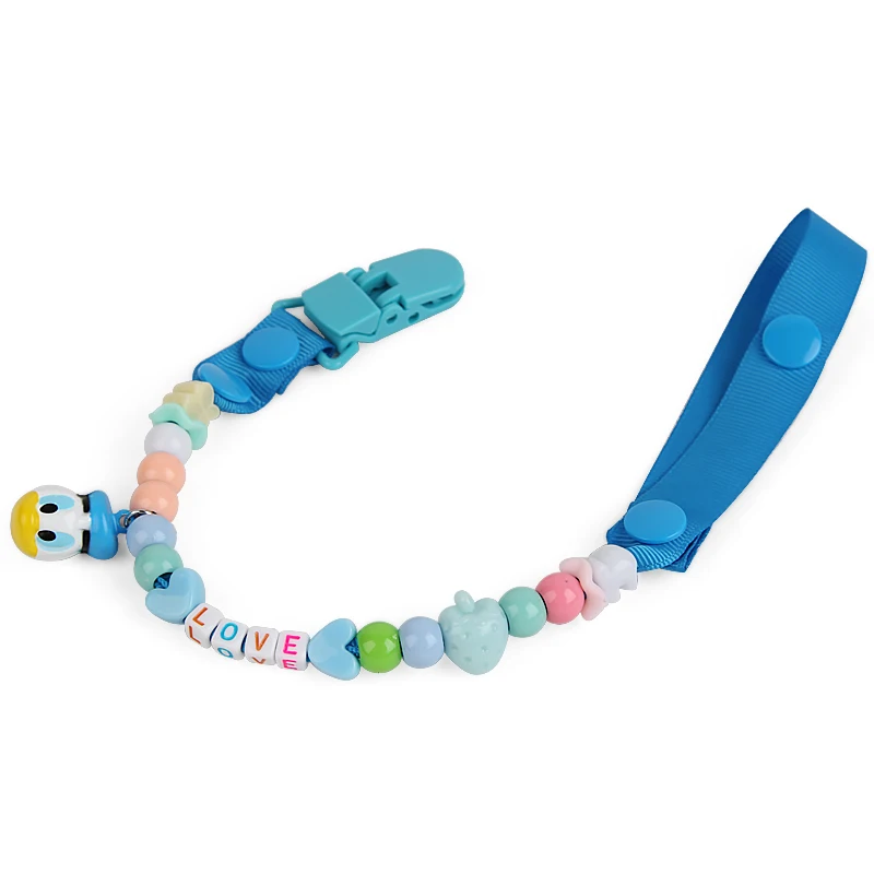 DIY Customed name Pacifier clips Holder chains for nipples personalized colorful Silicon beads baby teeth chew toy