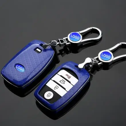 

2018 New Carbon fiber key cover shell Simple style Car key ring for KIA K3 K3S K4 K5 KX3 Sportage Carens Sorento Key 3 colors
