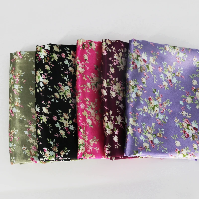 

Christmas Material Pink Tilda Floral Print Satin Fabric For Scarf