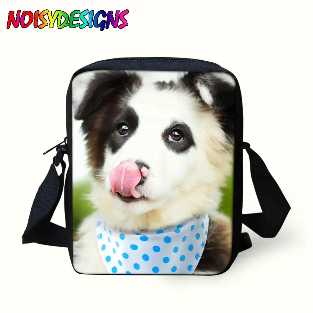 

3D Animal Border Collie Print Kids School Bags Kindergarten Students Small Crossbody Bag Baby Bags for Girls Boys Messenger Bag