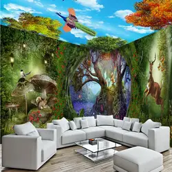 Дропшиппинг Colomac стены Бумага для детской комнаты потолок красивые лесной пейзаж животные обои папье Peint росписи