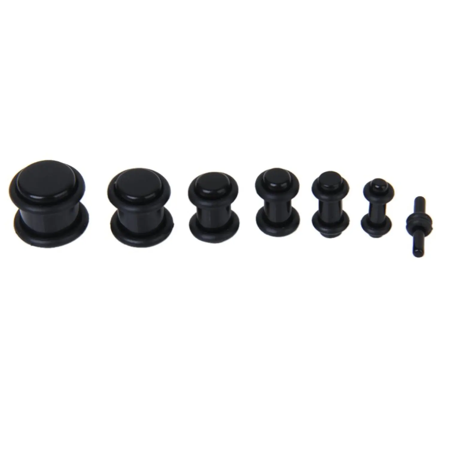 

HFES 7 Pairs of Acrylic Ear Tunnels Plugs Ear Stretchers Expanders Rubber Ring--Black