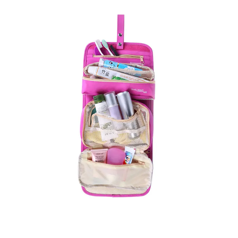 

New Item Women's Fold-up Travel Cosmetics Wash Bag Waterproof Solid 300D Polyester Oxford Fabric Travel Hanging Toiletry Bag