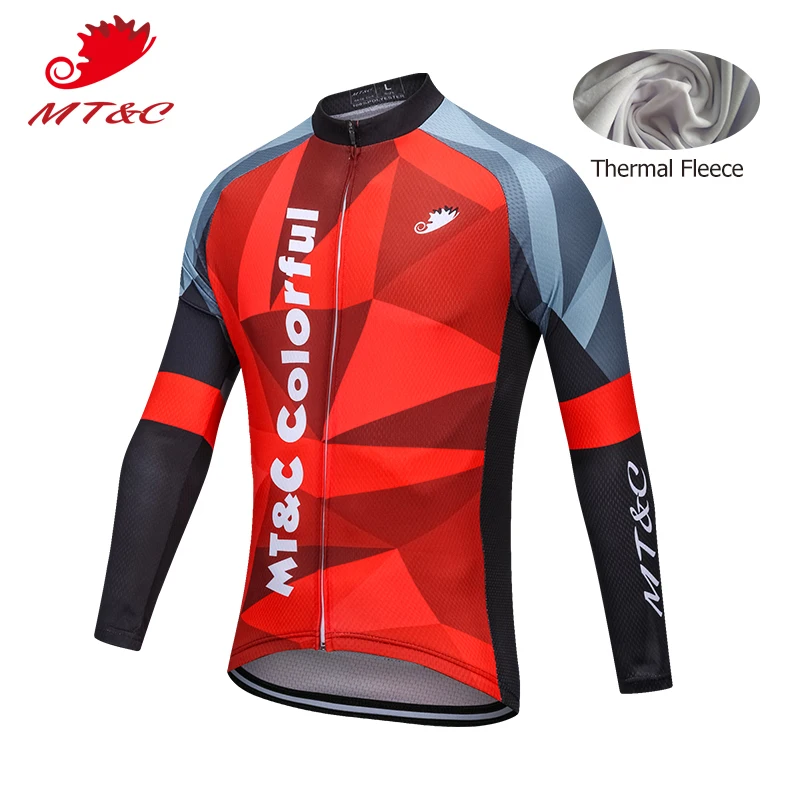 

MT&C Men Winter Cycling Jersey Colorful Red Power Sport Style WindBreak Fleece Clothes Quick Dry Bicycle Sportswear Bike Clothes