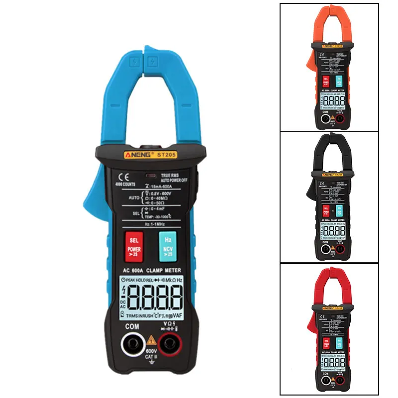 

ST205 Mini Digital Clamp Meter True RMS Voltage Resistance Capacitance Multimeter Temperature Auto Range Electrical Meter Tester