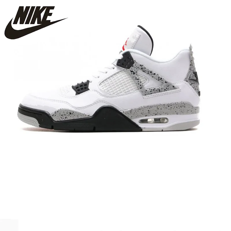 

Nike Air Jordan 4 Boys Basketball Shoes Jordan 4 White Cement, Original Men's Sports Shoes 840606 192
