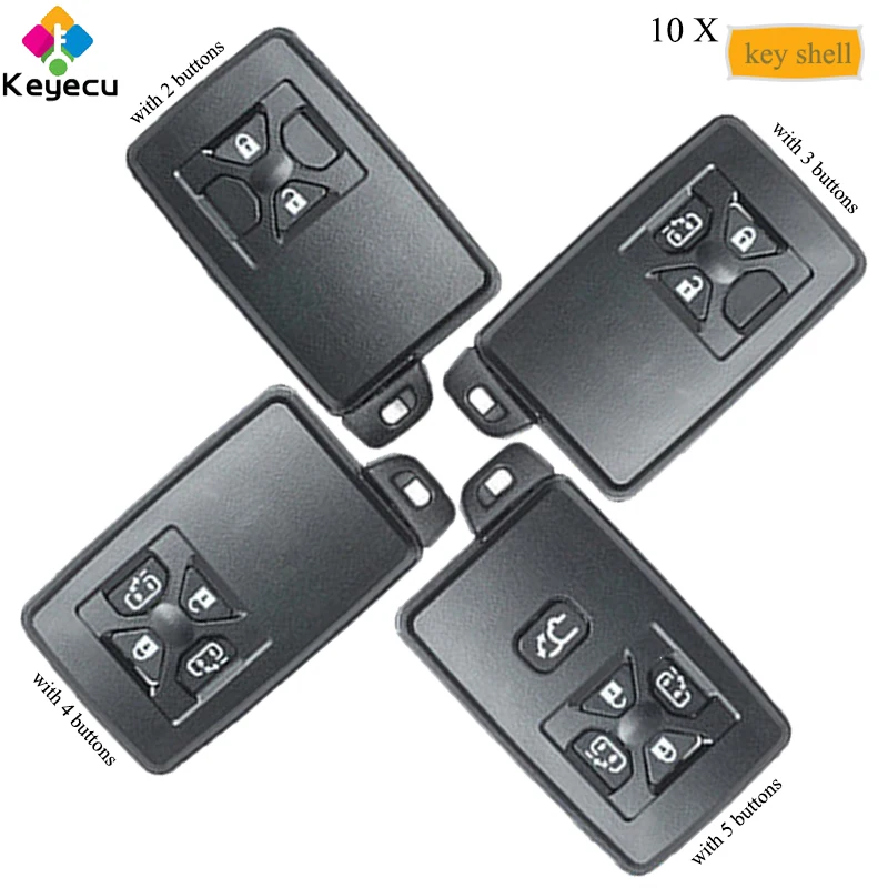 KEYECU 10 шт Smart Remote автомобилей ключ чехол с 2/3/4/5 Кнопка-брелок для Toyota Avalon Alphar Prado Previa Pruis Yaris Reiz