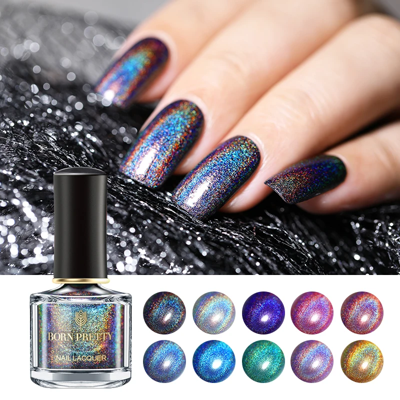 

BORN PRETTY 6ml Holographic Nail Polish Deluxe Holo Laser Glitter Nail Art Lacquer Varnish Polish Long-Lasting Nail Color