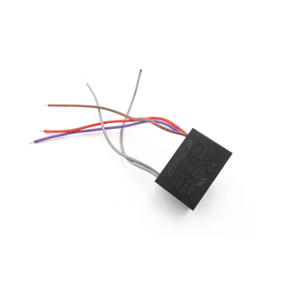 

CBB61 4.5 uF + 5 uF + 6 uF 250V 5 wires Motor Run Capacitor electrical fan 3/4/5 Speed electric fanners Regulator Cable