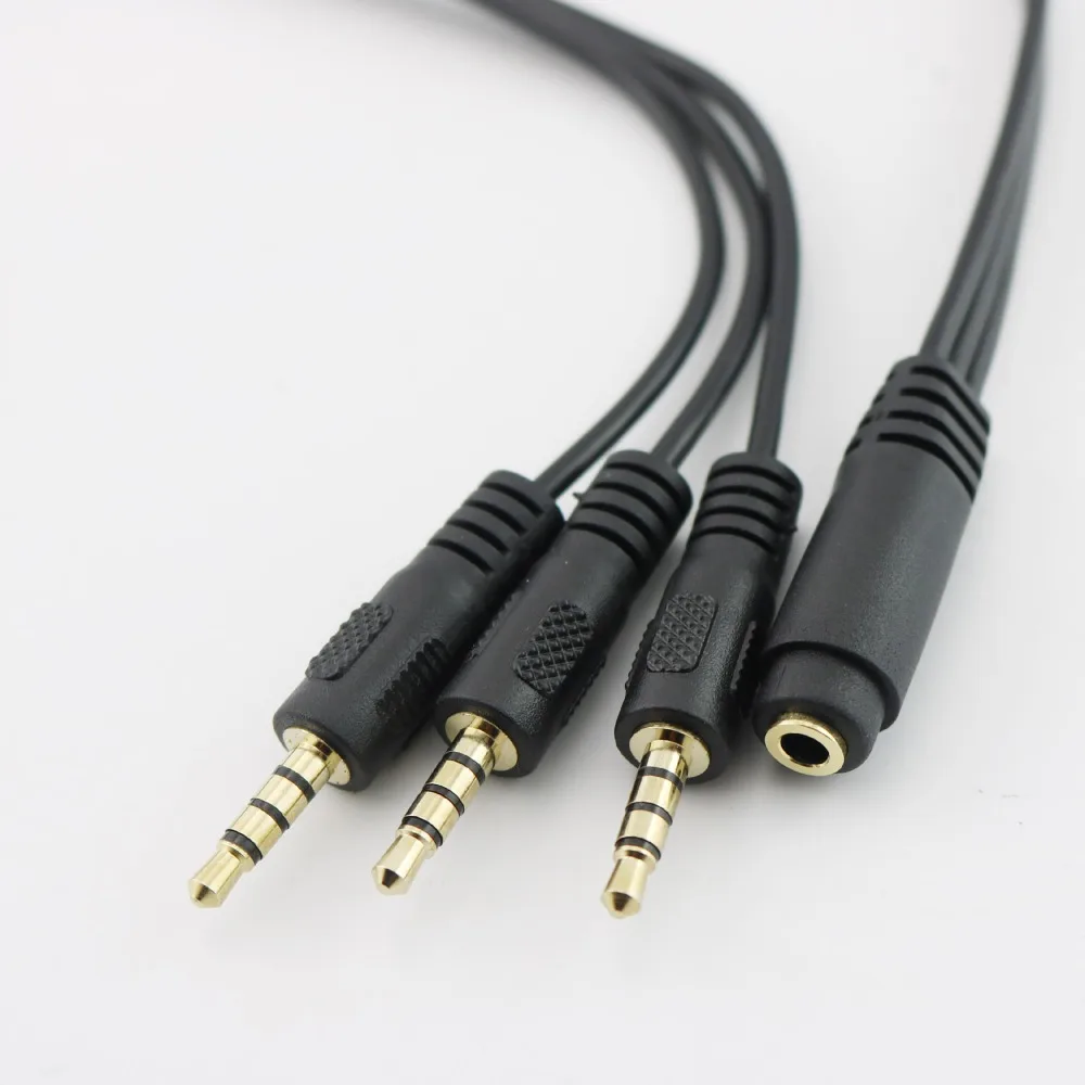 10pcs Gold Plated 3 5mm TRRS Stereo Female 4 Pole Jack to 3x 1 8 Male Plug Audio Headphone Adapter Splitter Cable 30cm 1ft