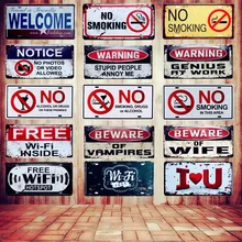 Бесплатный Wi-Fi винтажные металлические номерные знаки декоративные тарелки для клубного паба бар Настенный декор Cue лозунги Рождественский подарок 30*15 см N127