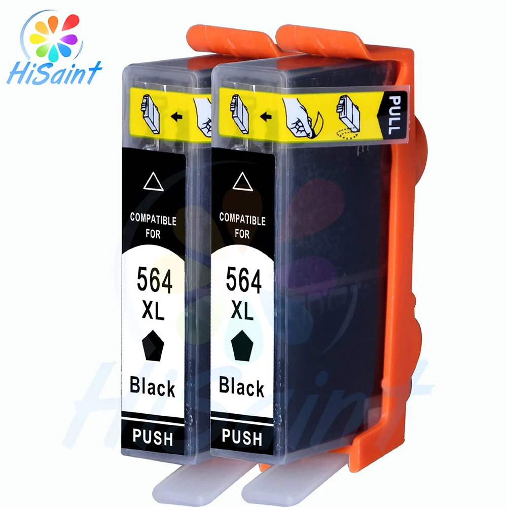

hisaint inkjet 2pcs Black ink cartridge for hp564XL for hp 564 564XL 564 XL C5380 c6375 c6380 B8550 Printer Free Shipping