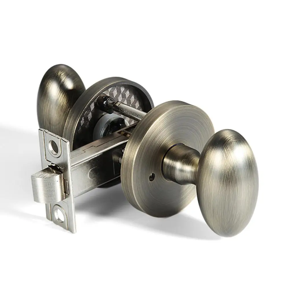 

Room door lock American style bedroom new round bathroom bathroom black solid wood door handle mute ball lock