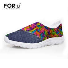 FORUDESIGNS/Летняя женская обувь из сетчатого материала; коллекция года; модная дышащая повседневная женская обувь на плоской подошве с рисунком ярких цветов; женская обувь без застежки; Mujer; обувь для девочек