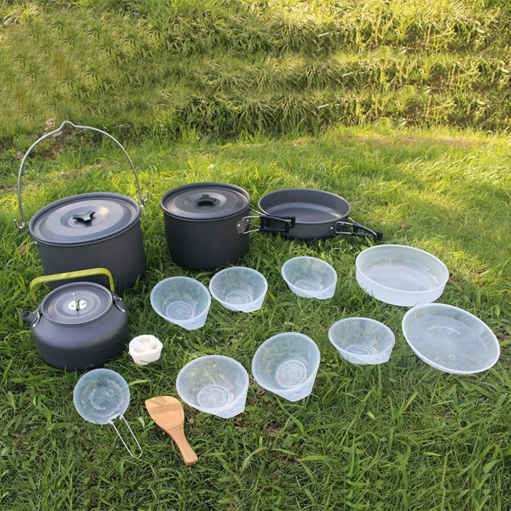 

AUTO Ultralight Camping Cookware Utensils outdoor tableware set Hiking Picnic Backpacking Camping Tableware Pot Pan 3-4 persons
