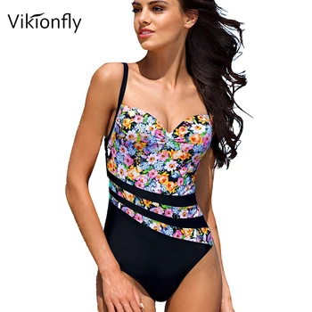 

Vikionfly Sexy One Piece Swimsuit Women 2020 Print Floral Mesh Sheer Onepiece Swimwear Swimming Suit For Ladies Bathing Suit