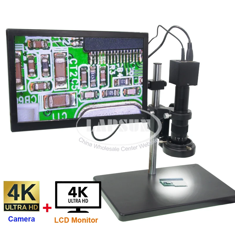 

Lapsun All 4K 1080P HDMI UHD Industry Camera Microscope Set + 15.6" 4K IPS Monitor + Stand + C-Mount Lens + 144 LED Ring Light