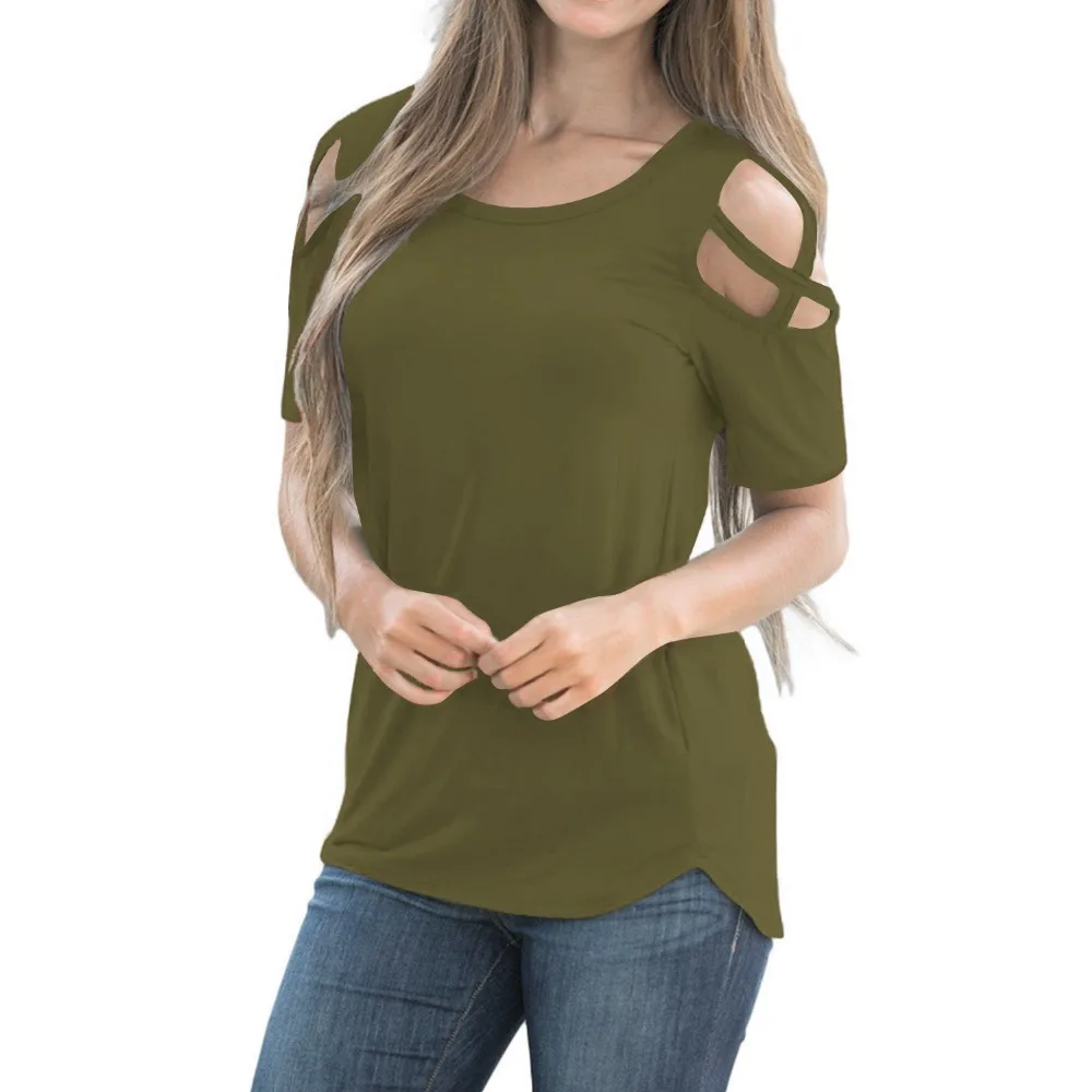 Buy Style Green Summer T Shirt Women Cotton Elastic