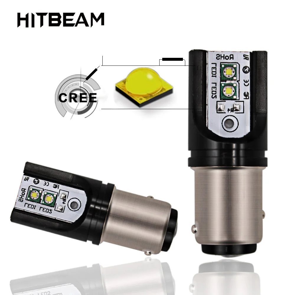 HITBEAM 2шт 1156 светодиодный фонарь BA15S S 1157 BAY15D высокой мощности автомобильный