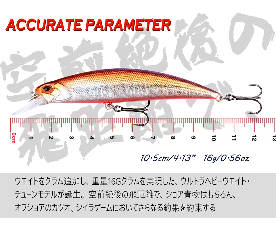 New 105mm 16g Slowly Sinking Minnow Fishing Lures Artificial Swim Bait for Pike Bass Predator Jekbait SPEARHEAD RYUKI