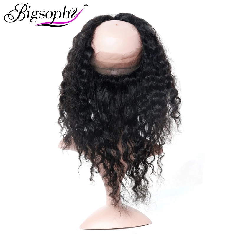 Bigsophy Malaysian 360 Lace Frontal Deep Wave Human Hair Closure With Baby Hair 100% Human Remy Hair Extensions Natural Color