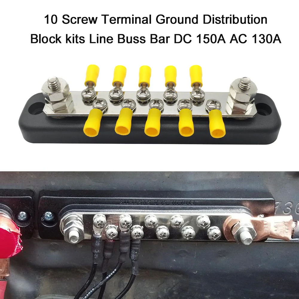 20 винтовых клеммных заземления распределительный блок наборы линия шины бар DC 150A AC 130A автомобильные аксессуары