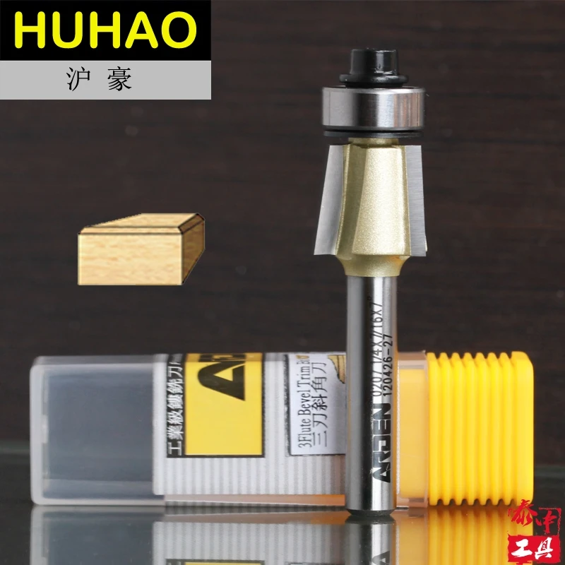 

Woodworking Tool Triple Flutes Straight Bit W/Bearing Router Bit 1/4*7/16*7 Deg 1/4" Shank - Arden A0207054