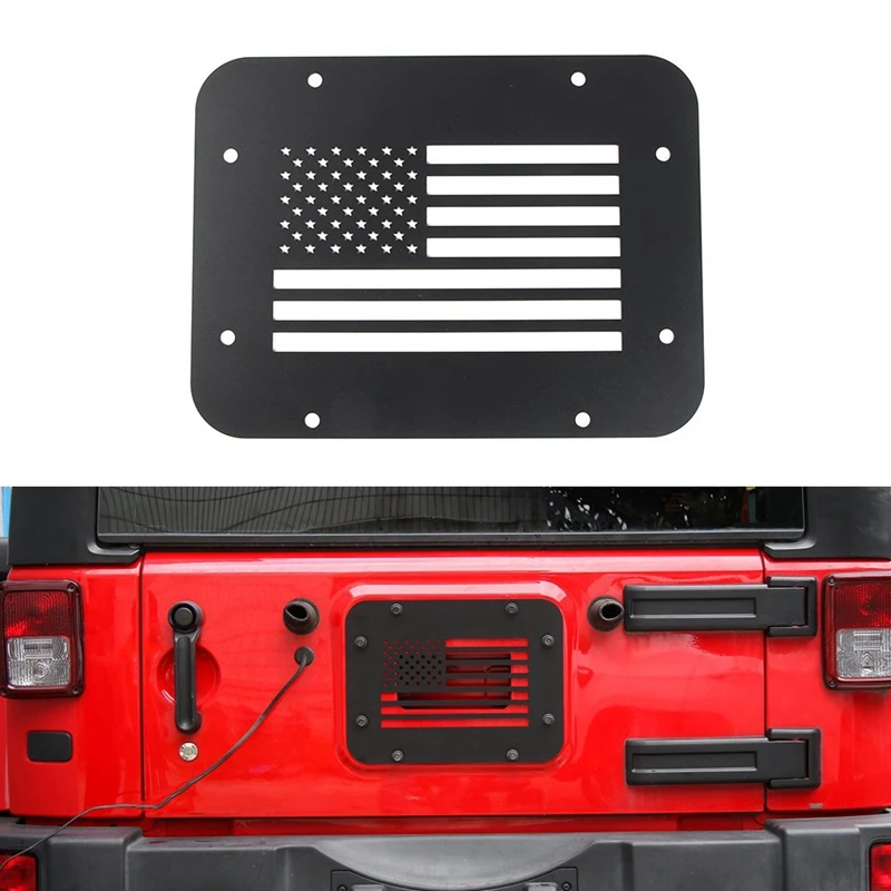 Black Steel Tailgate Vent-Plate Cover for 2007- Jeep Wrangler Jk& Unlimited(Usa Flag