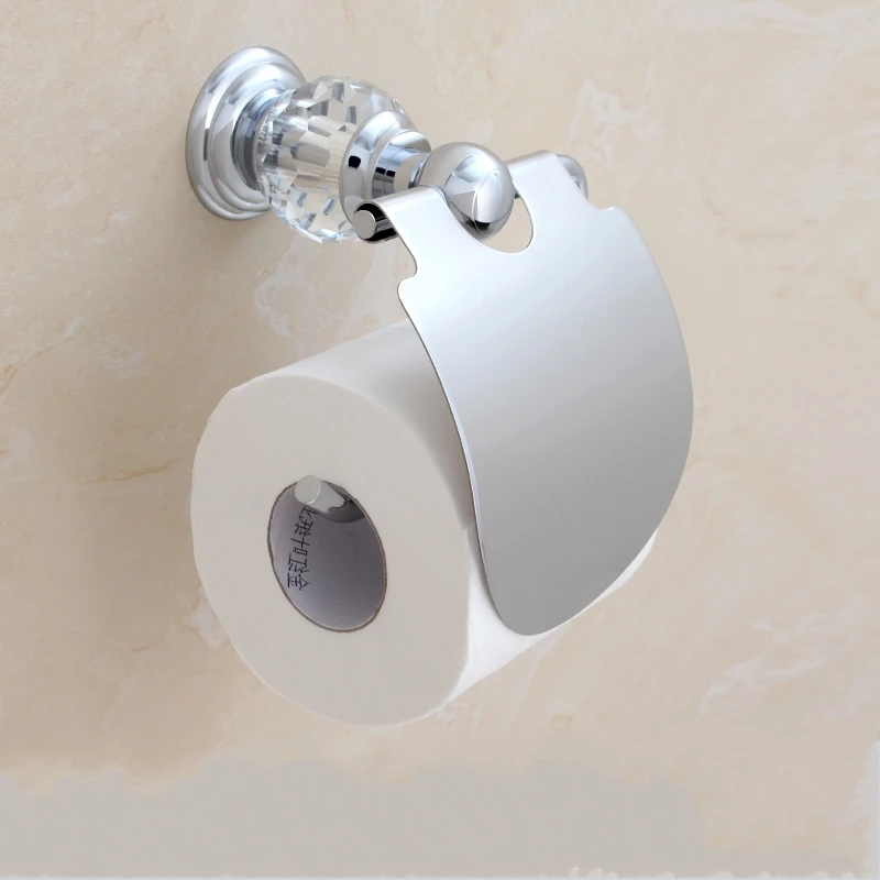 New Wall Mounted luxury Crystal Style Solid Brass chrome Toilet Paper