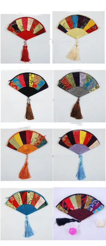 

Wholesale10pcs Chinese Handmade Vintage Fan-Shape Jewelry Pouch Gift Bag Purse