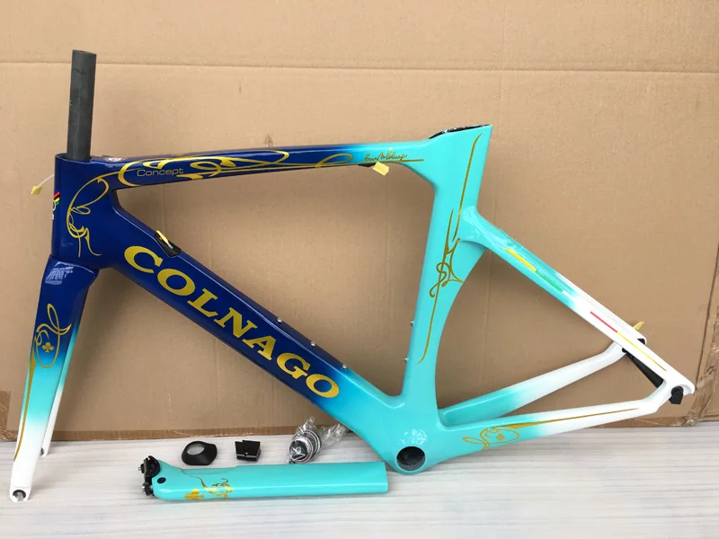 Небесно-Голубой Colnago концепция карбоновая рама для дорожного велосипеда карбоновая рама BB386 XS/S/M/L/X glod Логотип