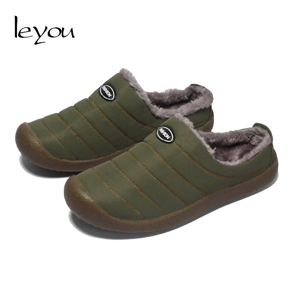 

Leyou Man Waterproof Slippers House Shoes Warm Winter Slippers Man Fur Indoor Slippers Plush Men