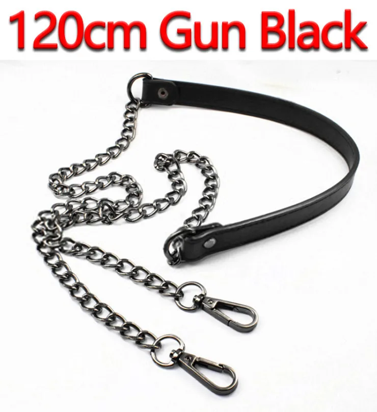 120cm Gun Black Diy 60 см-160 см сменная сумка через плечо с ремешком Diy черная искусственная кожа, ручка с золотом, серебром, пистолет черный, бронзовые металлические цепи - Цвет: 120cm Gun Black