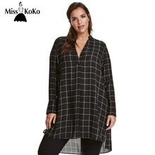 

MissKoKo Big Size New Fashion Women Clothing Casual Basic Dress V-Neck Long Sleeve Shirt Dress Plus Size Dress 4XL 5XL 6XL 7XL