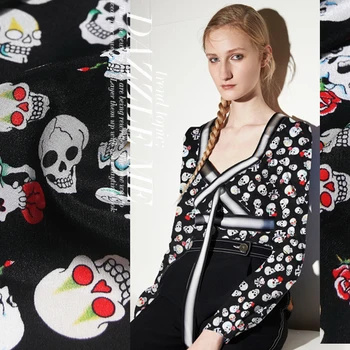 

30 percent off red skull brand color printing silk fabrics summer