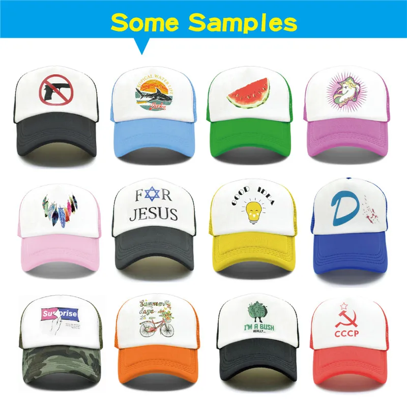 Preise KLIMA Akzeptieren 1 Stück Individuelles OEM DIY LOGO Trucker Cap 100% Polyester Männer Frauen Baseball Cap Mesh Druck Logo Trucker hut