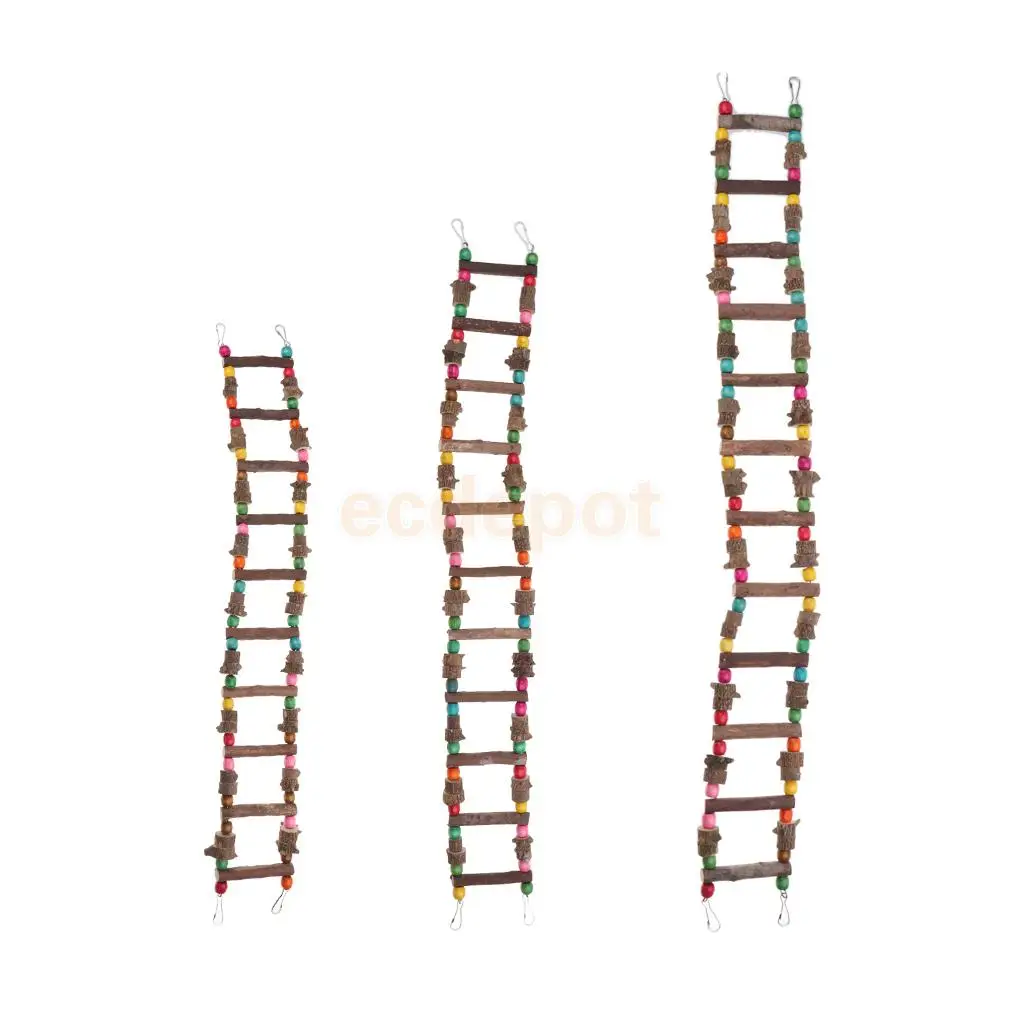 Bird Parrot Rat Hamster Chinchilla Toy, Wooden Ladder Bridge Swing Hanging Ladder Toy for Pet Trainning