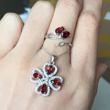 Ювелирные изделия из граната комплект S925 с инкрустацией, из чистого серебра драгоценный камень гранат, кольцо для ключей, брелок
