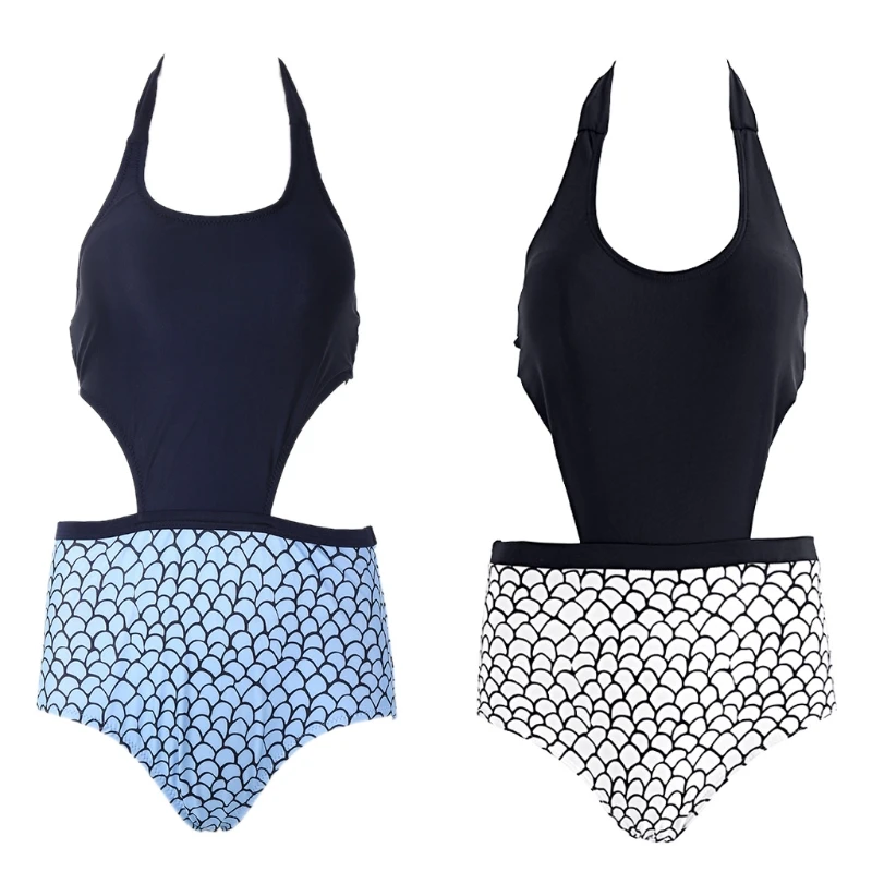 

Sexy High Cut One Piece Swimwear Monokini Backless Fish Scale Swimsuit Bathing Suit